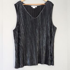 Addition Elle Women's Metallic Pleated Sleeveless Top